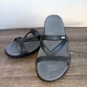 Crocs 8W Black Wedge Sandals
